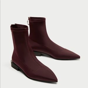 Zara Zip Up Burgundy Boots